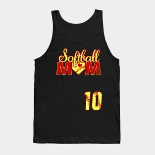 Softball Mom #10 Jersey Favorite Player Biggest Fan Heart Ten Tank Top